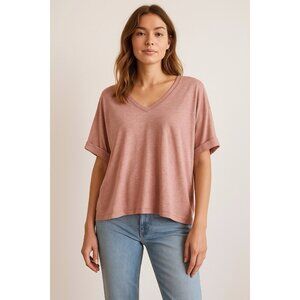 Allsaints Women’s Large ADA Tee Top Red Slouchy Oversized Casual Quiet Luxury